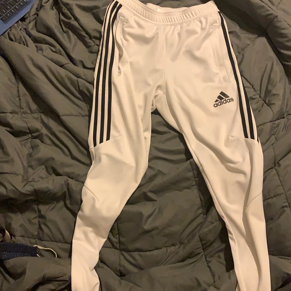 white adidas joggers